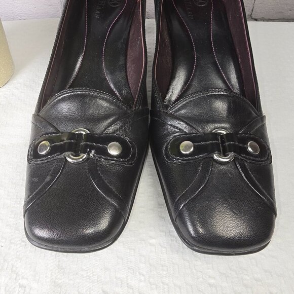 WOMENS COLE HAAN NAPA LIVI BLACK LEATHER PUMPS SQUARE TOE SIZE 8.5 EUC - Picture 2 of 7
